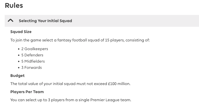 FPL Team Constraints